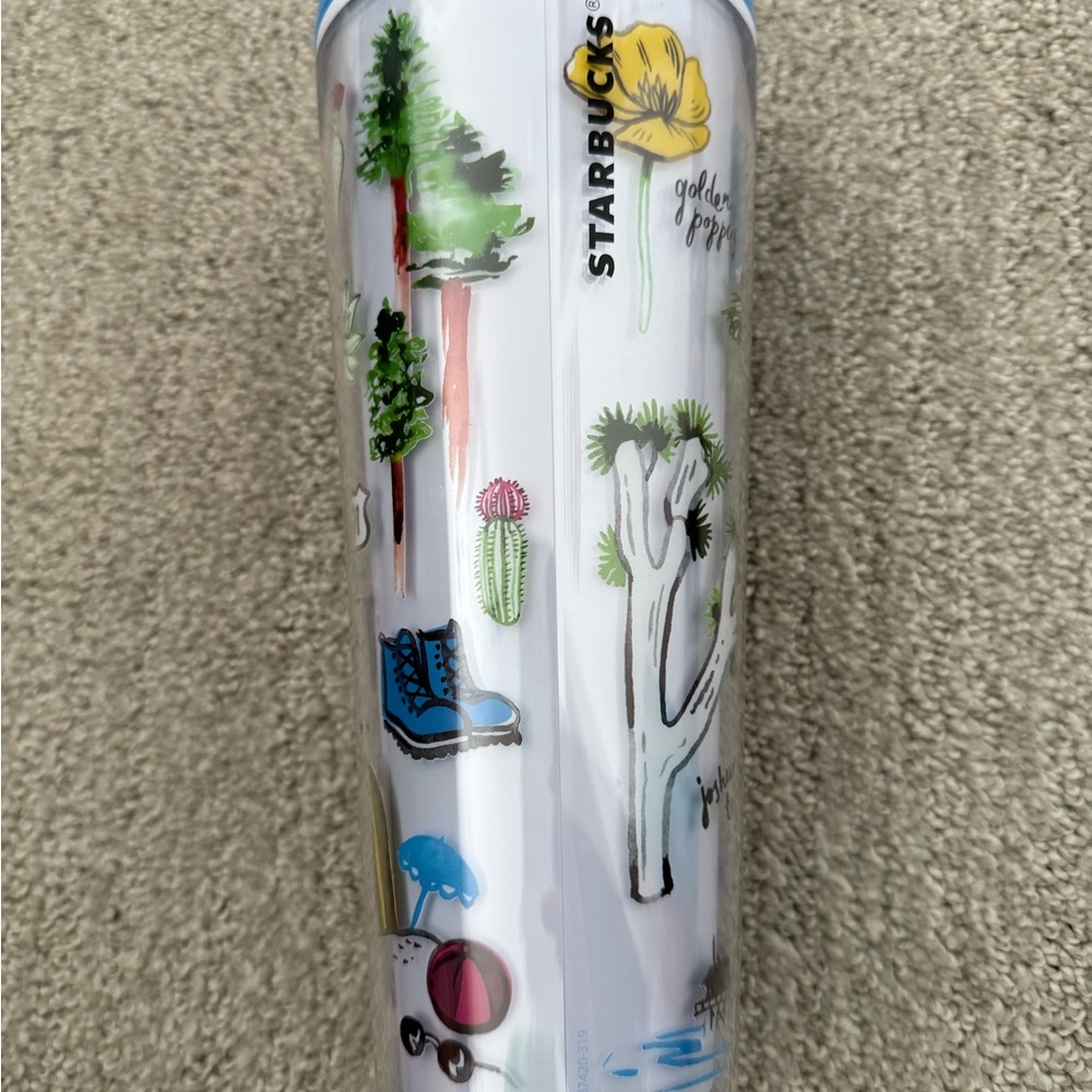 Starbucks White Tumbler with Nature Motifs